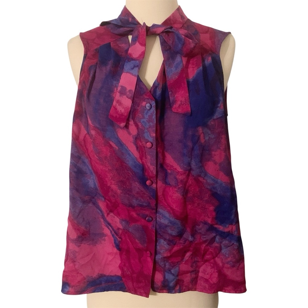 Mossino‎ Watercolor Sleeveless Blouse Medium Pink Blue